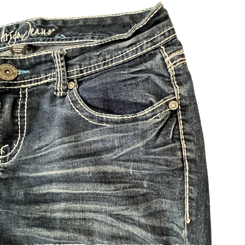 Ariya Jeans 13/14 Low Rise Bootcut Embroidered Denim Y2K Grunge Distressed - Picture 11 of 16